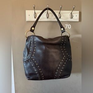 Kenneth Cole Dark Brown Studded Hobo Bag